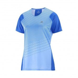 SALOMON T-shirt manches courtes SENSE AERO Femme PROVENCE/NAUTICAL BLUE