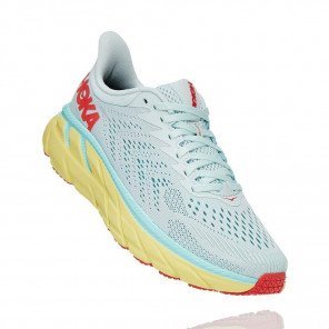 HOKA ONE ONE CLIFTON 7 WIDE Femme Morning Mist / Hot Coral