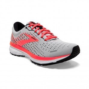BROOKS GHOST 13 Femme - Grey / Fiery Coral / White