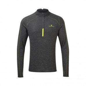 RON HILL TECH THERMAL 1/2 ZIP TEE Homme CHARCOAL MARL/YELLOW