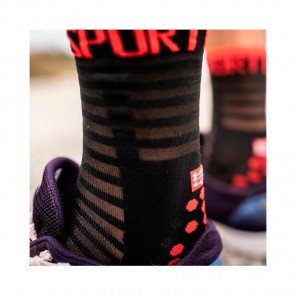 COMPRESSPORT Pro Racing Socks V3.0 Ultralight Run High Mixte Noir/Rouge